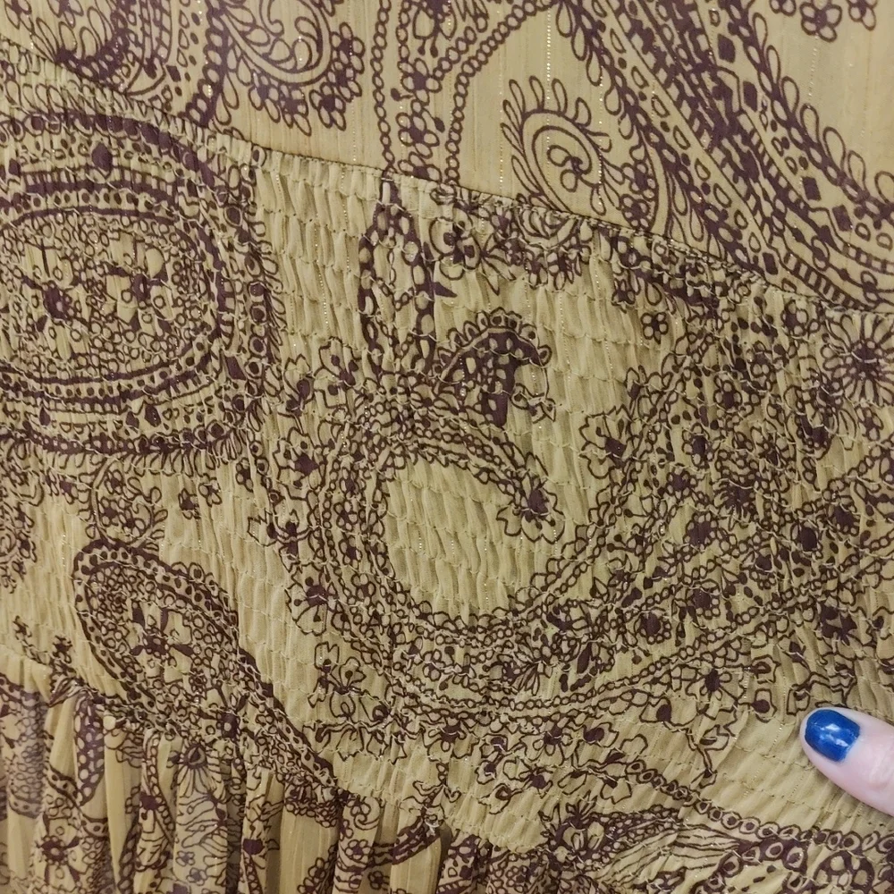 Boho Paisley Long Sleeve Maxi Dress - Mustard/Brown - Picture 7 of 12